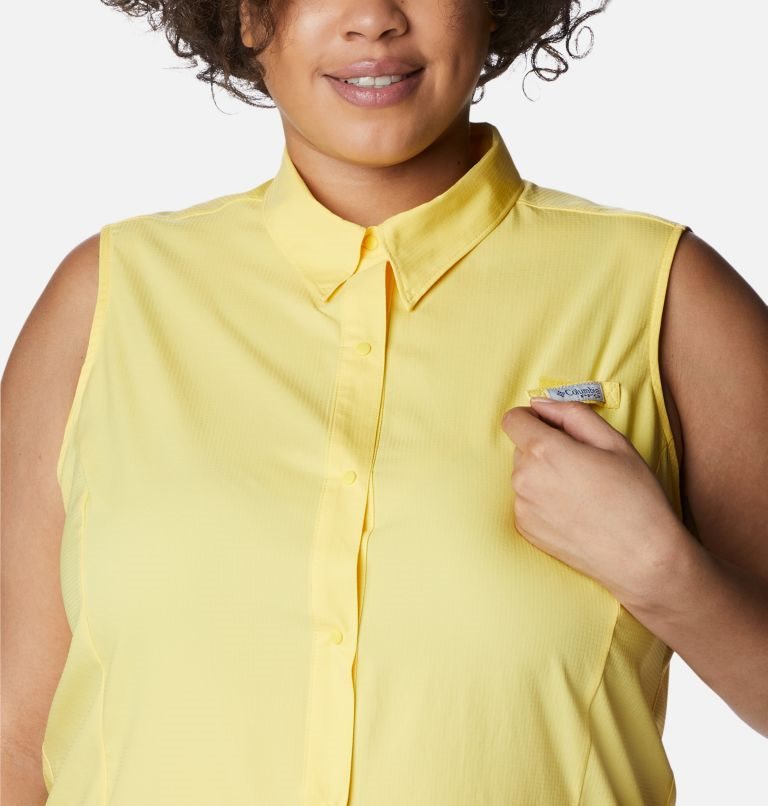 Women's Columbia PFG Tamiami Sleeveless Shirts Yellow | Plus Size CA-TA835